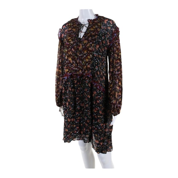 ANTHROPOLOGIE Helene Floral Long Sleeve Tunic Mini Dress XS NWT - Picture 13 of 15